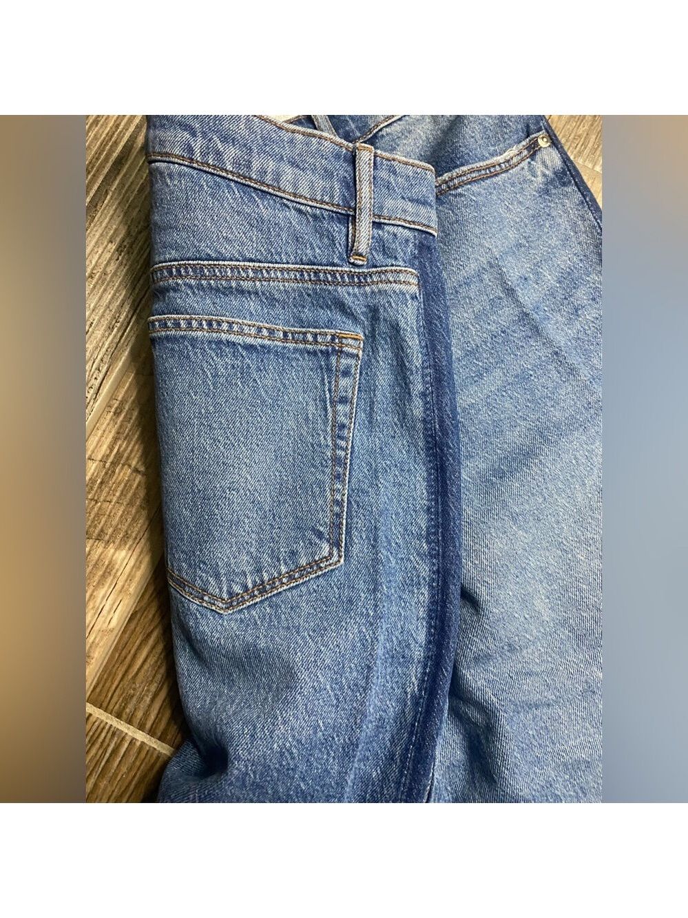 LOFT Women's Blue Straight High Rise Leg Jeans - Picture 3 of 6